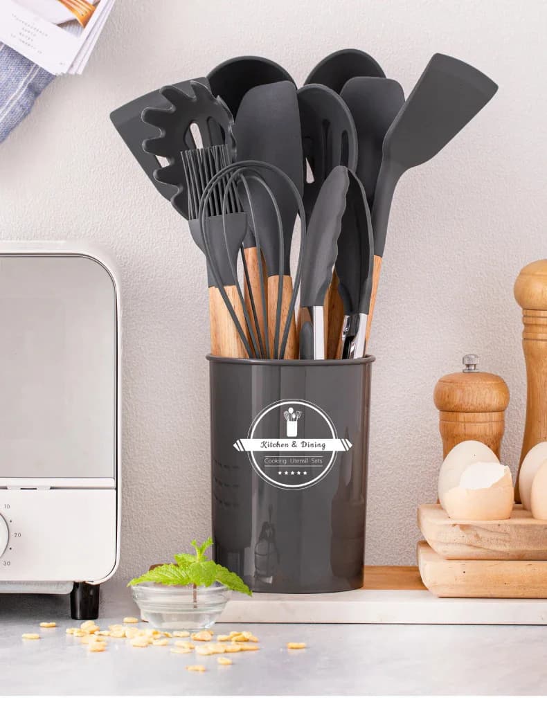 Set de 12 Ustensiles de Cuisine en Silicone - Image 1